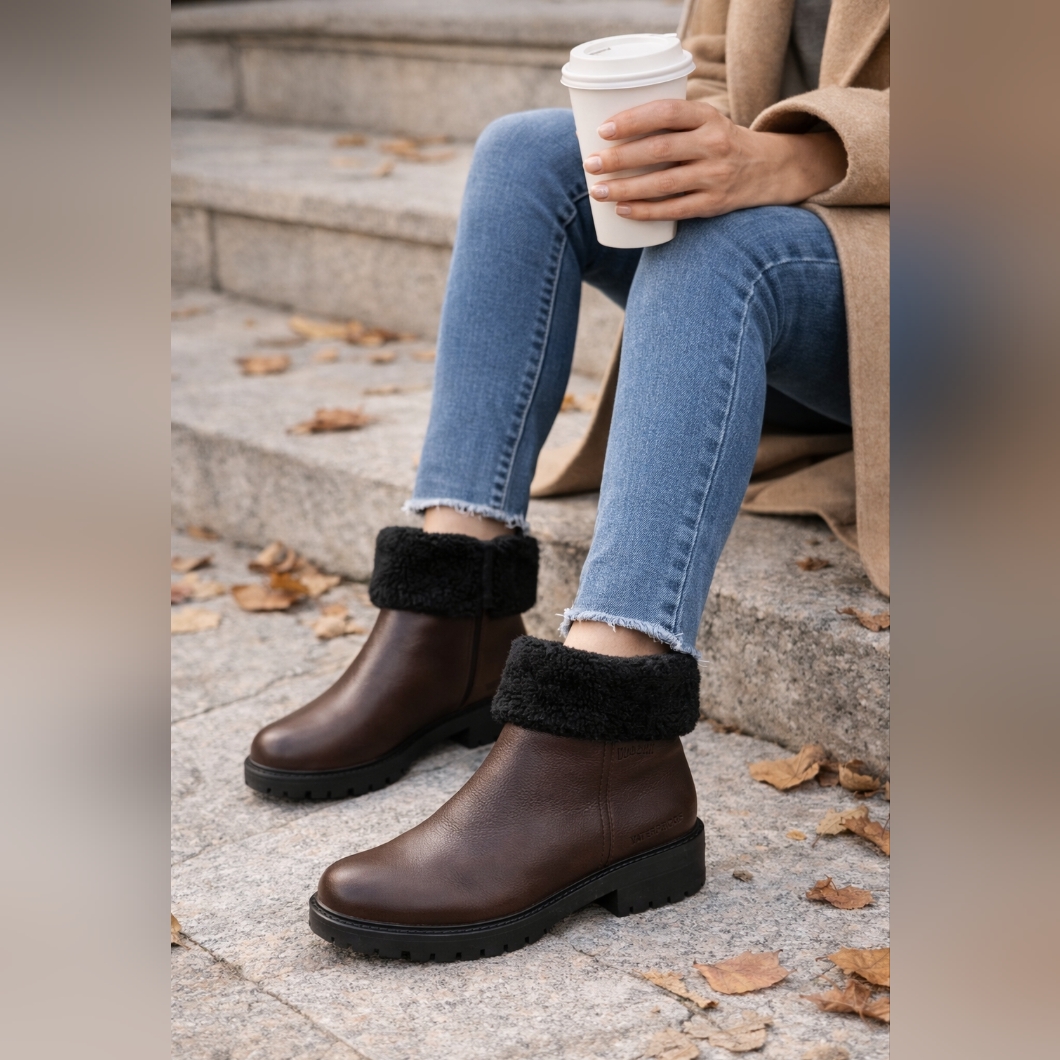 Cougar Waterproof Leather Ankle Boots Brown | Size 8.